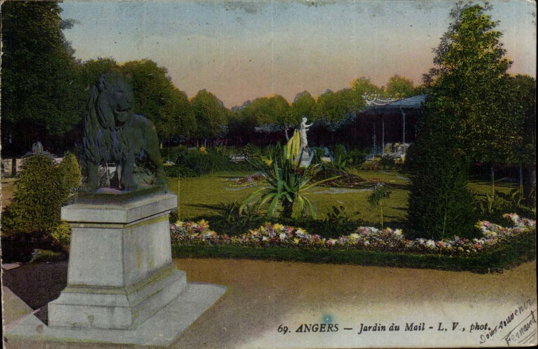 Angers CPA Garden of the Email and with the back botanical garden island of the swans Printed CHART of the 2 dimensions