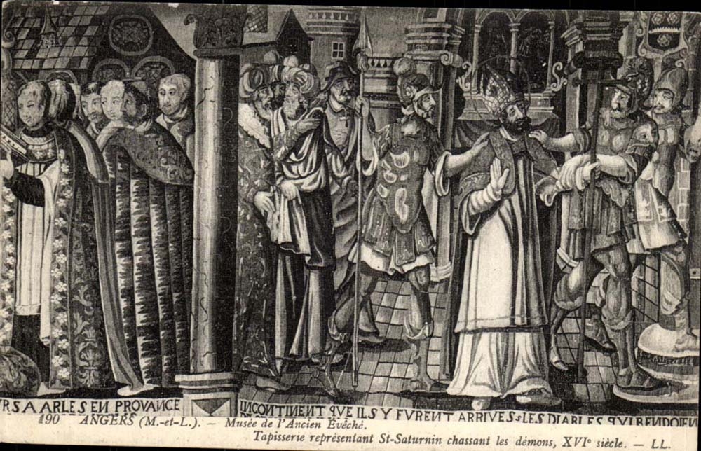 Angers CPA Museum of old the eveche Tapestry representing St Saturnin driving out the demons 16th