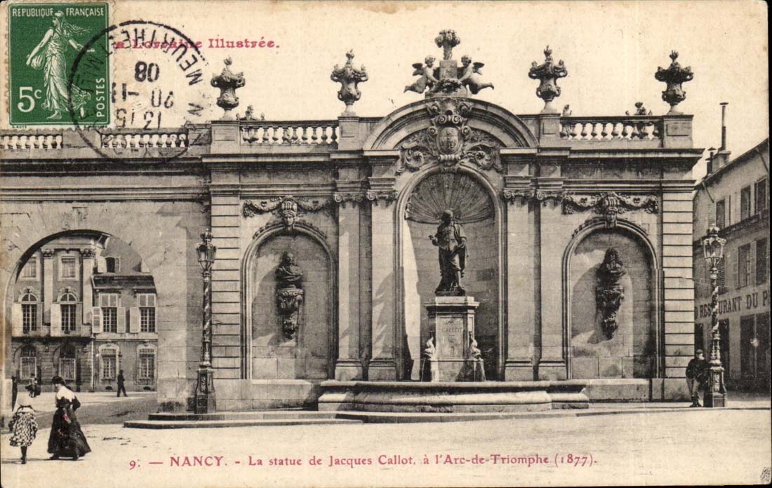 Nancy CPA La statue de Jacques CAllot a l'Arc de TRiomphe (1877)