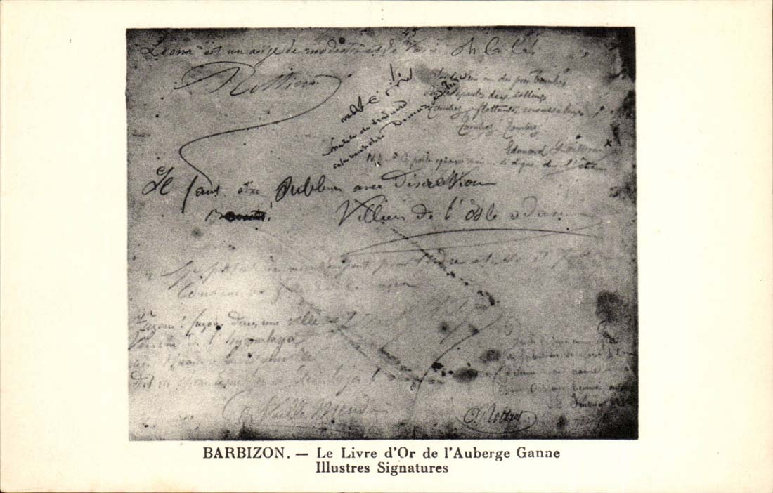 Barbizon CPA Le livre d'or de l'auberge Ganne illustres signatures