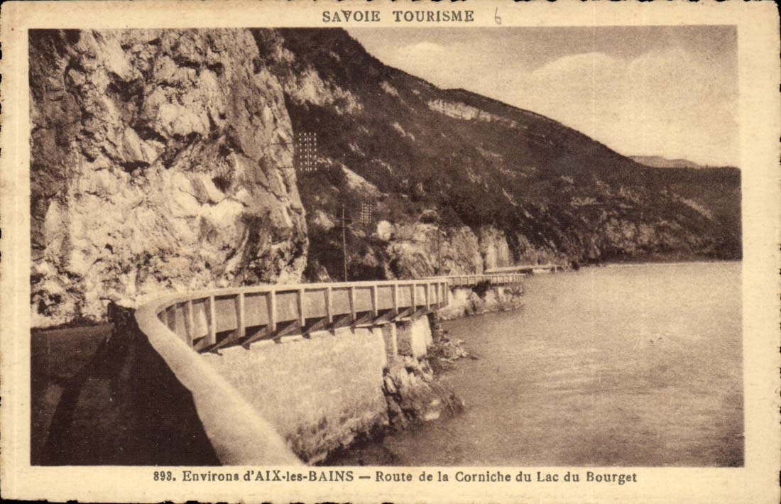 Umlagerungen Strasse der Aix-les-BainsCPA des Gesimses vom See von Le Bourget