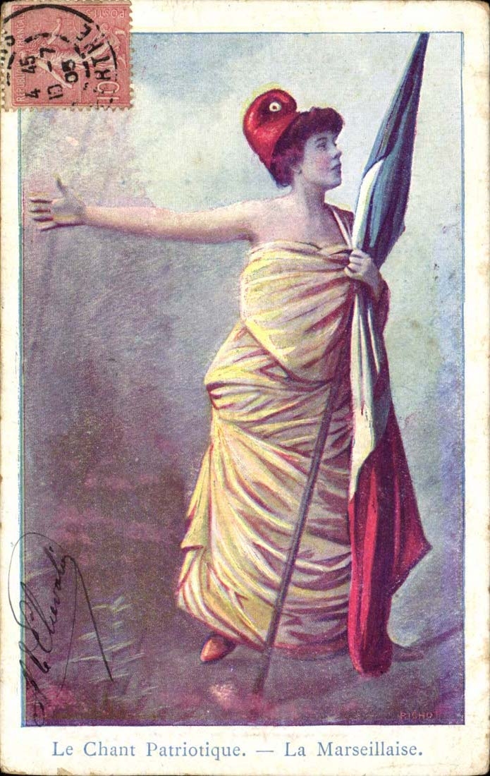 CPA Fantasy Woman patriotic song the Marianne Marseillaise