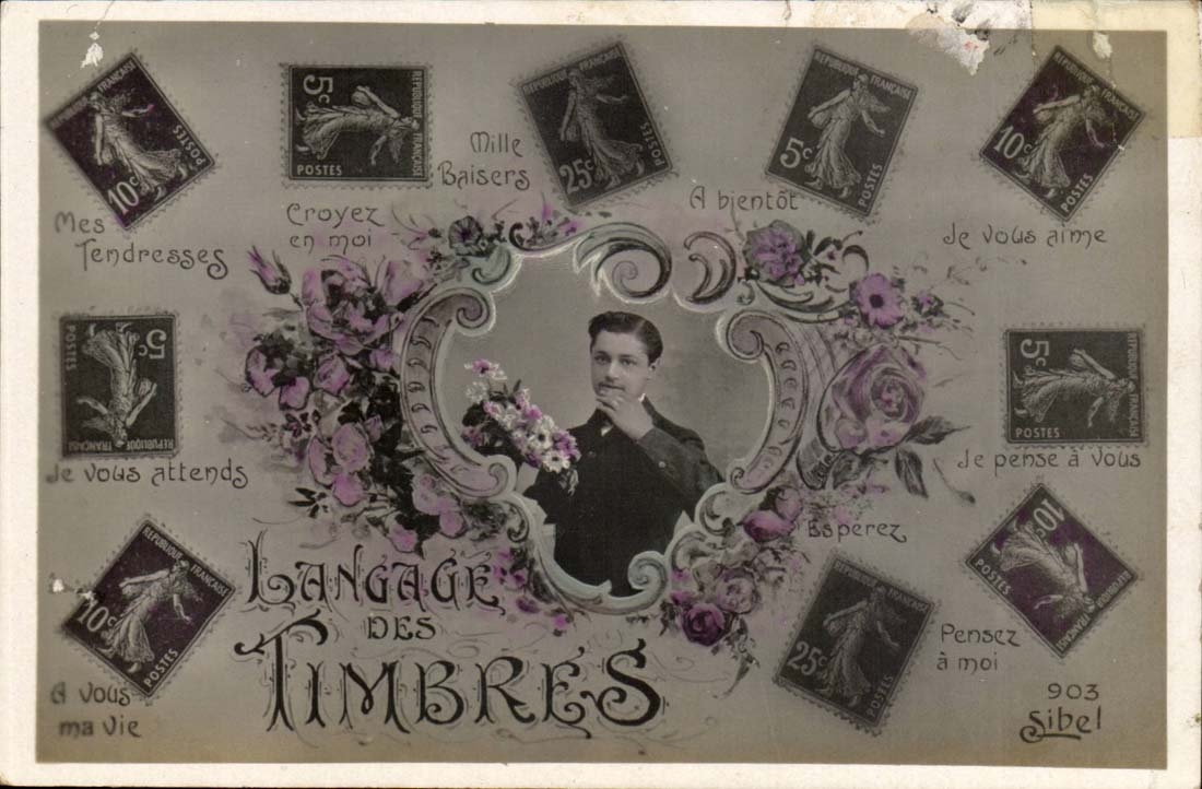 CPA Fantasy Language of the stamps (Semeuse)