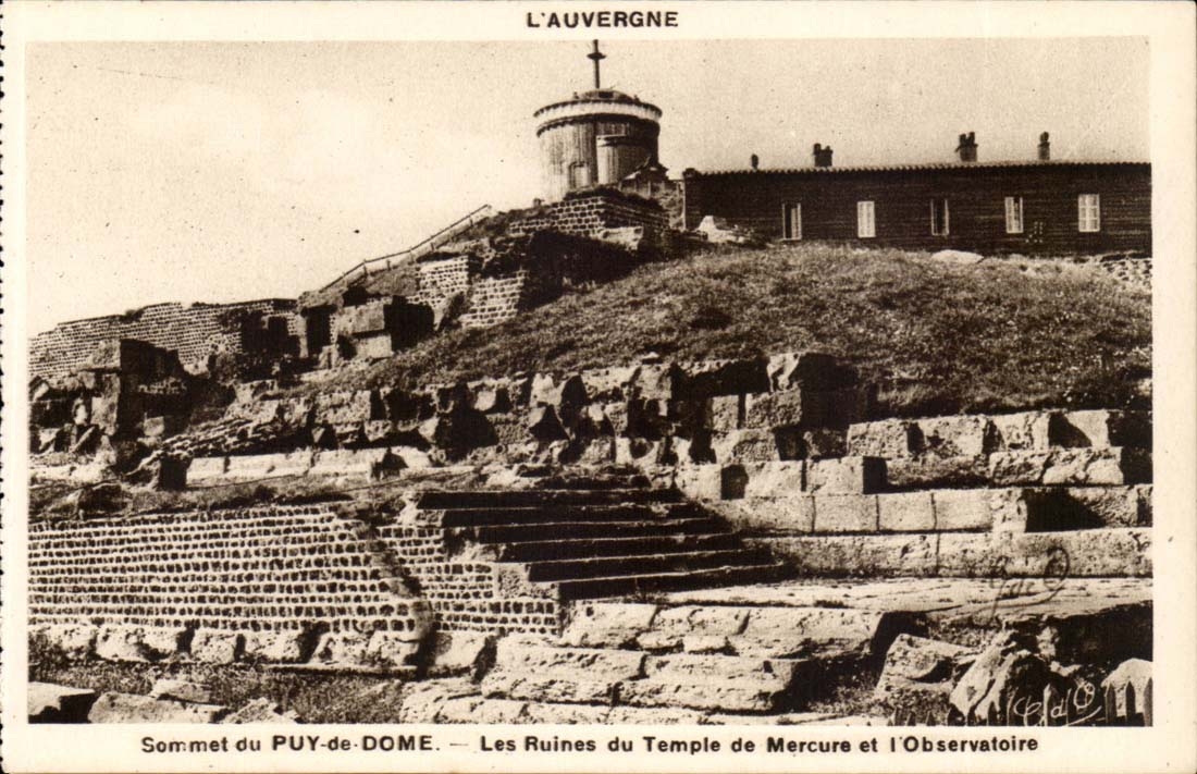 Summit of Puy de Dome CPA ruins of the Mercury temple and the observatory