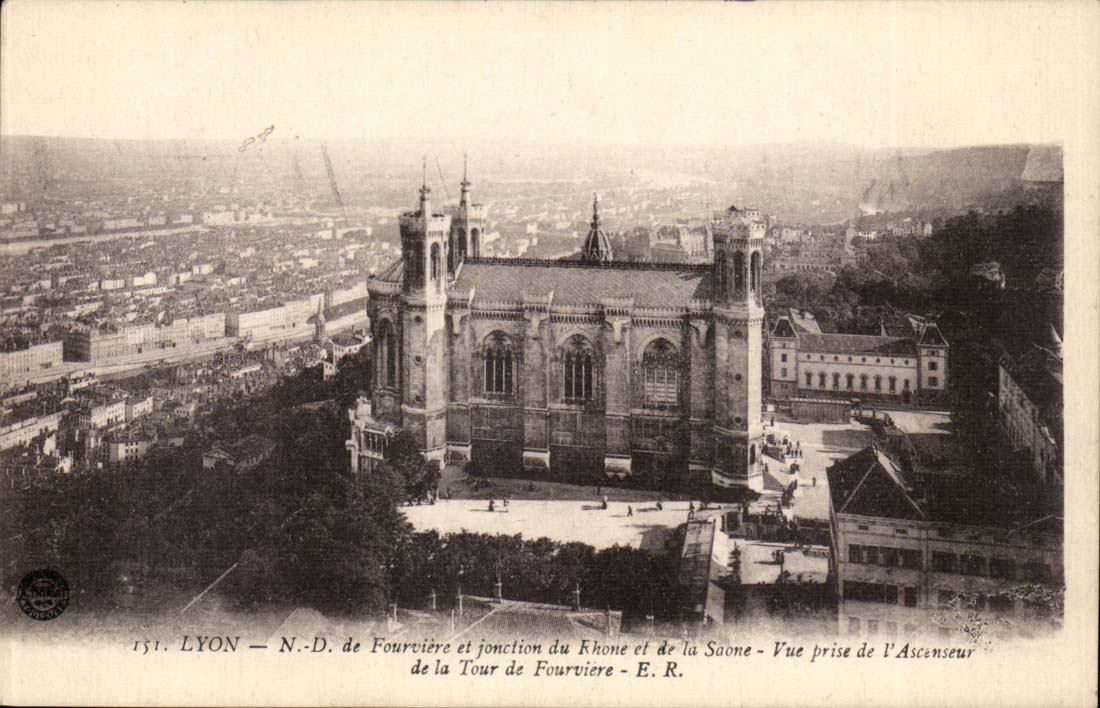 Lyon CPA VON VON Nd von Fourviere und Verzweigung die Rhône und von von Saone gesehen vom Aufzug des Aufsatzes von Fourviere