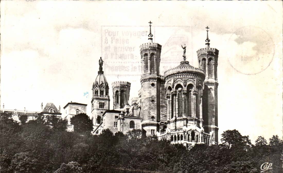 Lyon-MODERNES KARTEN-Nd von fourviere der Apse + Dichtung des Postangestellten AnDReZIEU BOUTHEON der Loire