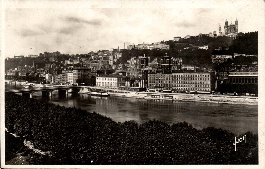 Lyon CPA der Saone und der Hugel von Fourviere