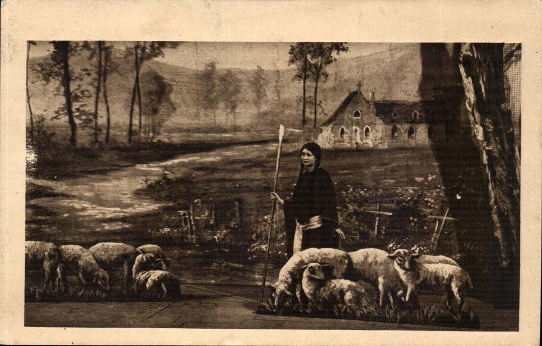 With the theater of passion the drama of Jeanne of arc Sainte Genevieve in the middle of her herd