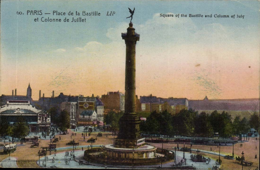 Paris CPA Places Bastille and column of July
