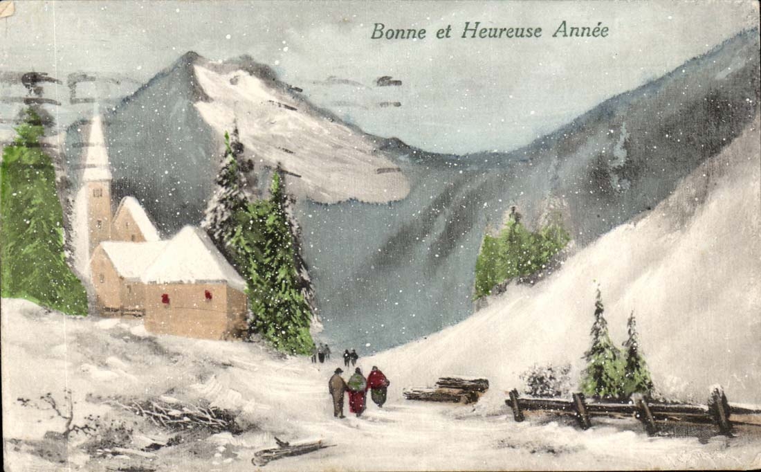 Good and Happy Year - Winter Scene - CPA