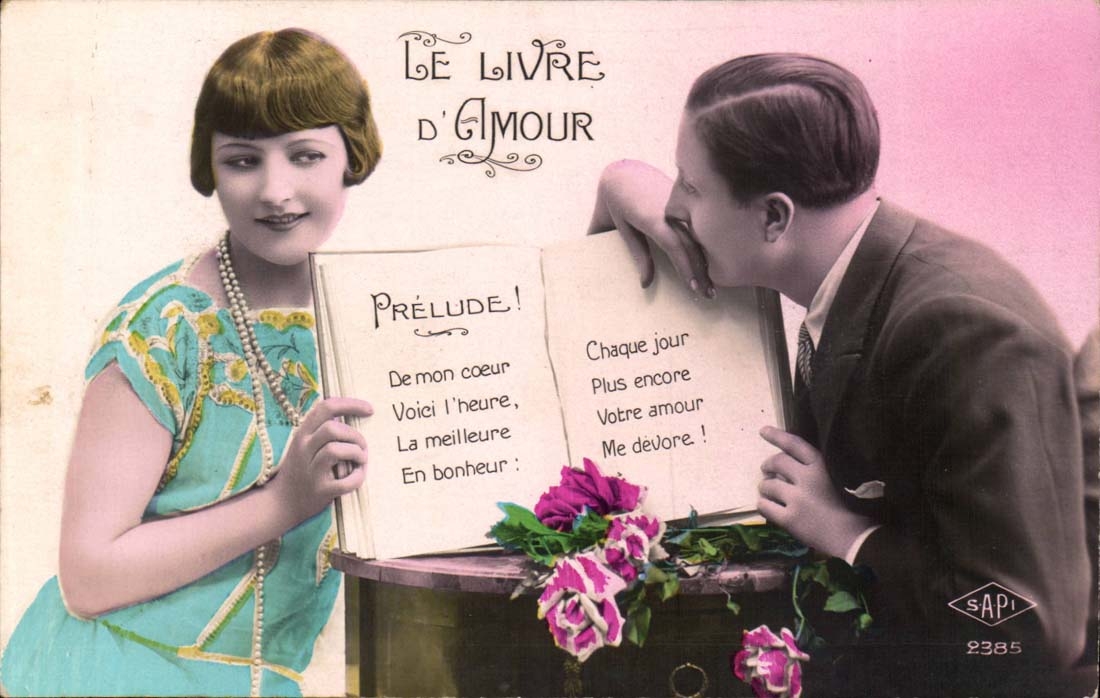Couple - Le Livre D'Amour - De Mon Coeur Voici L'Heure La Meilure En Bonheure - CPA 