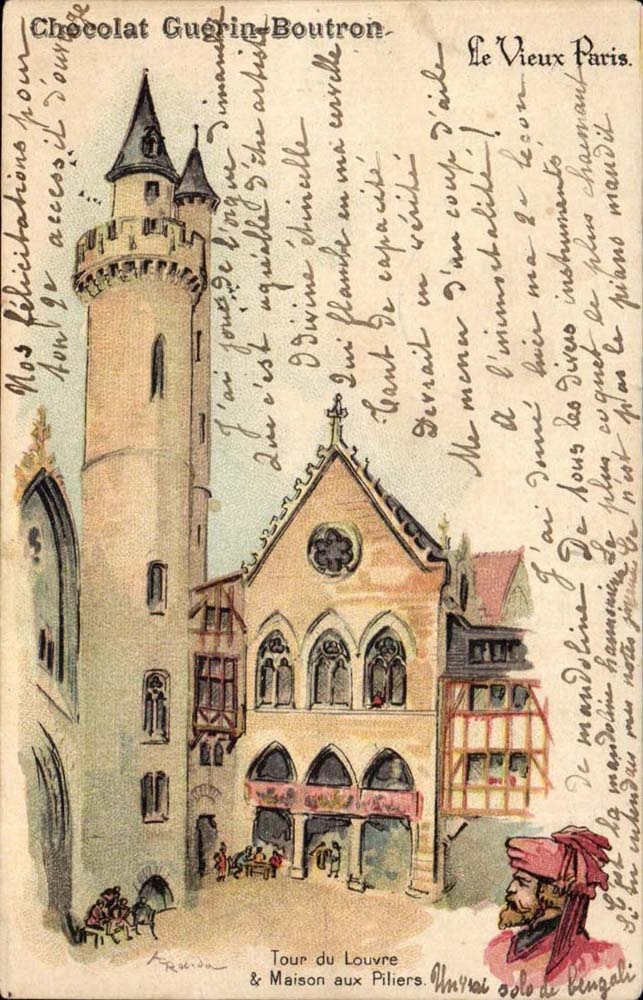 Paris - 3 - Turn of Louvre and Maison to the Pillars Chocolate Guerin Boutron - CPA