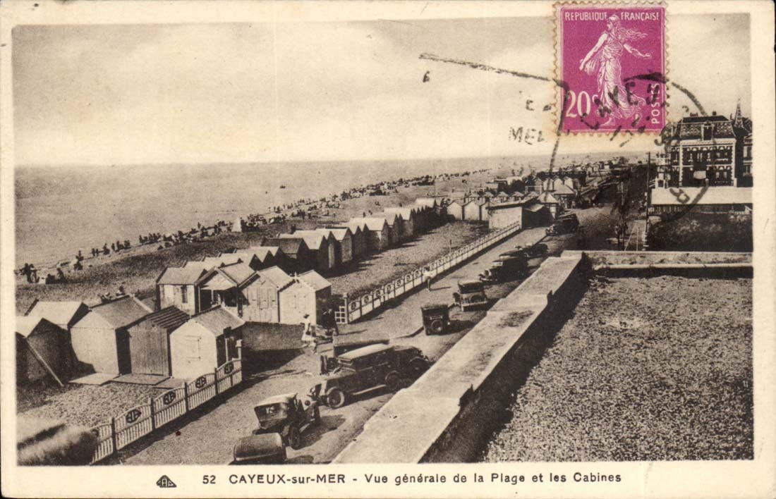 Cayeux on Sea - View of the Beach and Cabins CPA