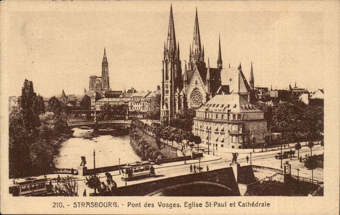 Strassburg - die Vosges-Kirche-Str Paul und Cathedrale CPA uberbrucken