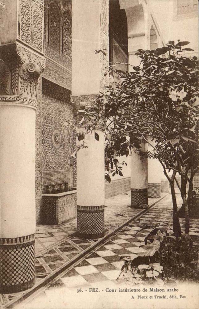 Fez Fes - Marco - Innengericht des arabischen Hauses - CPA