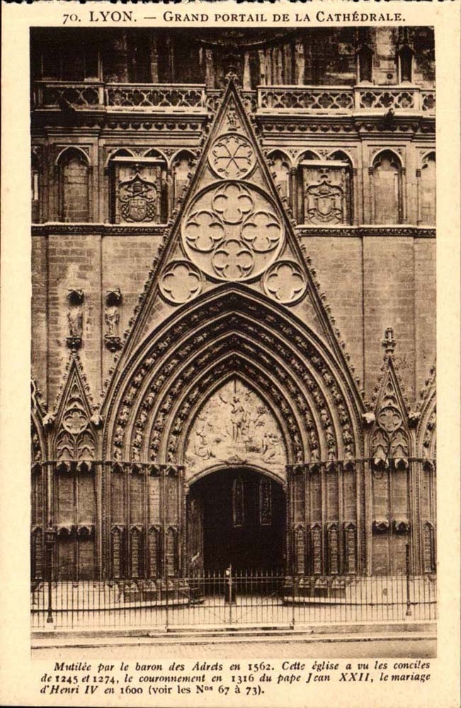 Lyon - Grand Portail de la Cathedrale - CPA 