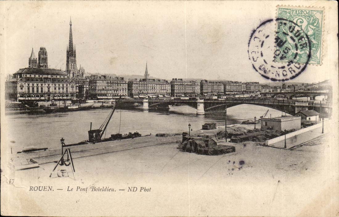 Rouen - the Bridge Boieldieu CPA