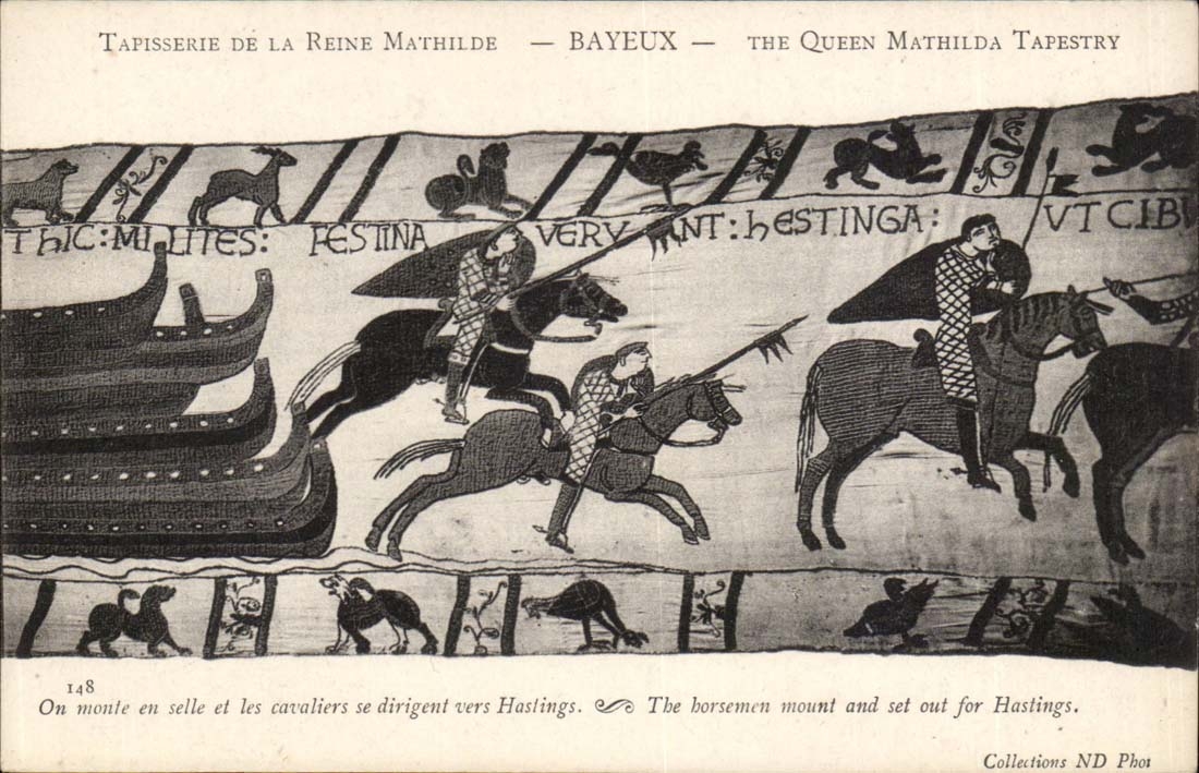 Bayeux - Tapestry of the Queen Mathilde One goes up in saddle and the riders move towards Hastings - CPA