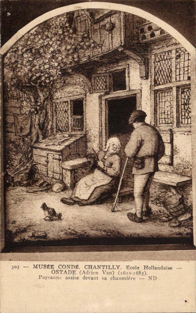 Chantilly - Museum Cop - Dutch School - Ostade Adrian Van Peasant sat in front of its thatched cottage - CPA