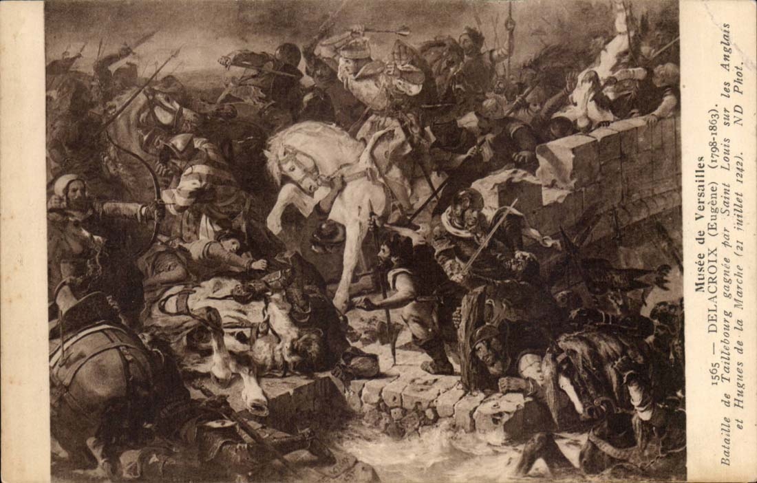 Musee de Versailles Delacroix Bataile de Taillebourg gagnee par Saint Louis sur les Anglais - CPA