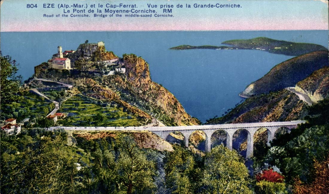Eze - und das Kap Ferrat gesehen vom grossen Gesims CPA