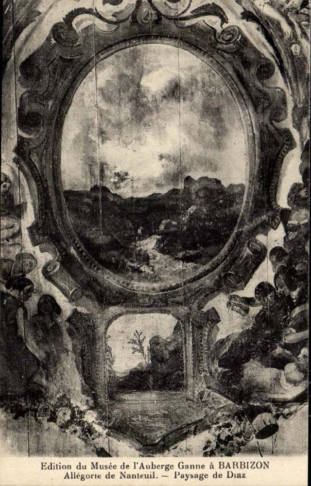 Edition de Musee de l'Auberge Ganne a Barbizon Allegorie de Nauteuil Paysage de Diaz - CPA 