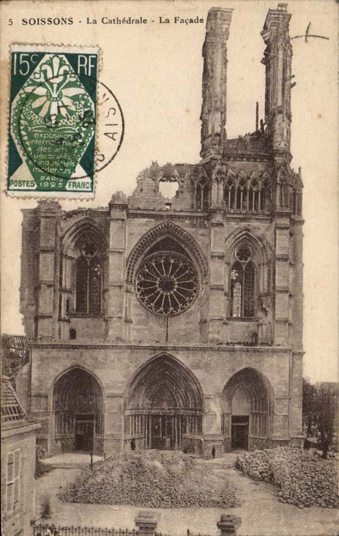Soissons - the Cathedral the Frontage - CPA
