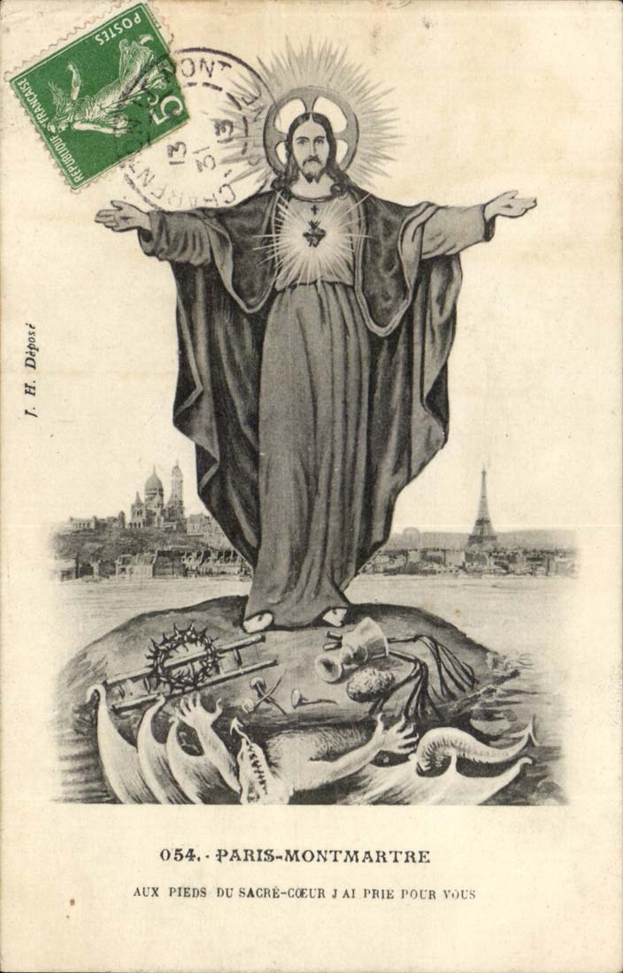 Paris - 18 - Montmartre Jesus - Au Pieds du Sacre Coeur - CPA