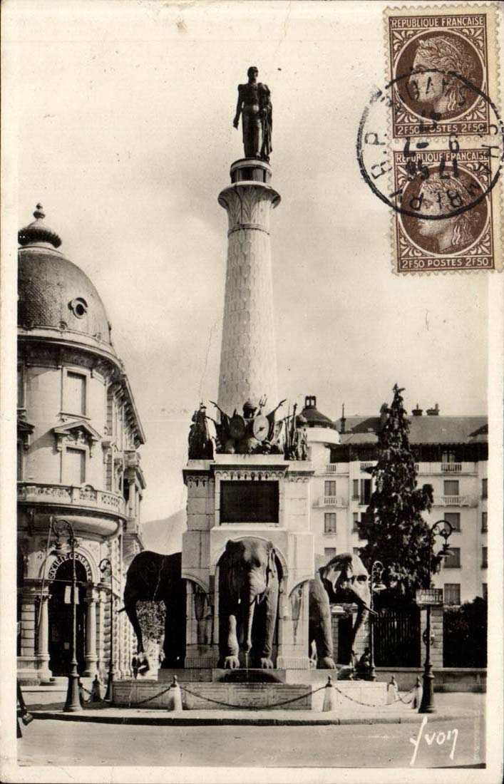 Chambery - Fountain of the Elephants by Sappey and Statue of General Boigne - CPA