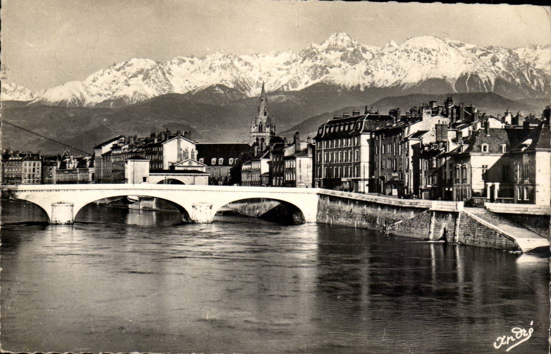 Grenoble - Bridge Marius Gontard and the Alps CPA