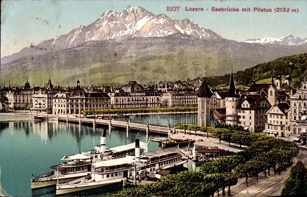 Lucerne - Luzern - Switzerland - Seebruecke Pilatus 2132m put - CPA
