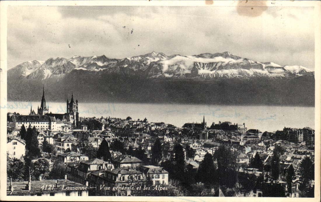 Suisse Lausanne CPA Vue generale et les Alpes