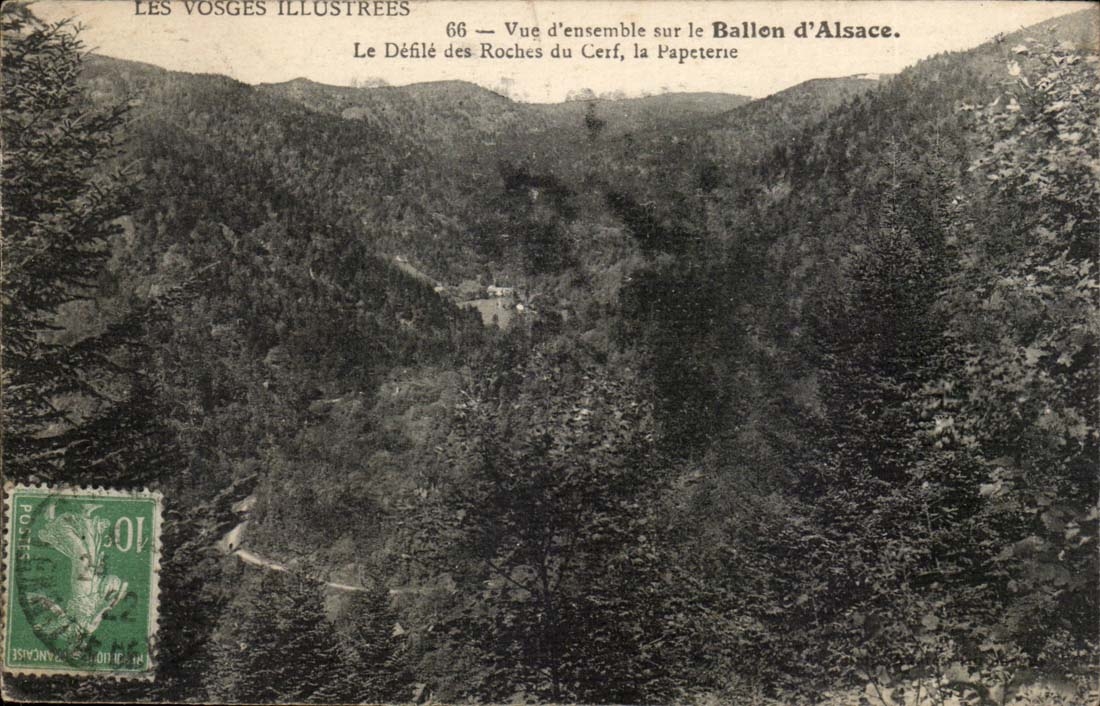 Die Gesamtabbildung Vosges-CPA auf dem Ballon von Elsass die Prozession der Felsen des Hirsches die Papiermuhle
