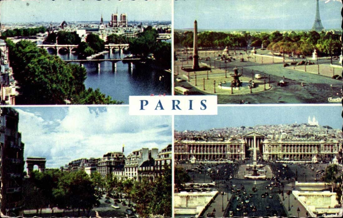 Paris CPM La Seine et les ponts La concorde et la Tour Eiffel Champs Elysees