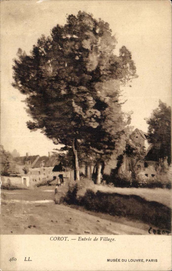Corot CPA Entree du village