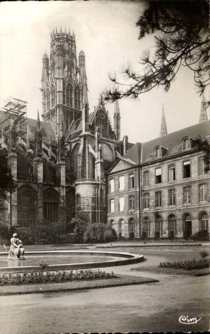 Rouen CPA gardens of the town hall and the church St Ouen