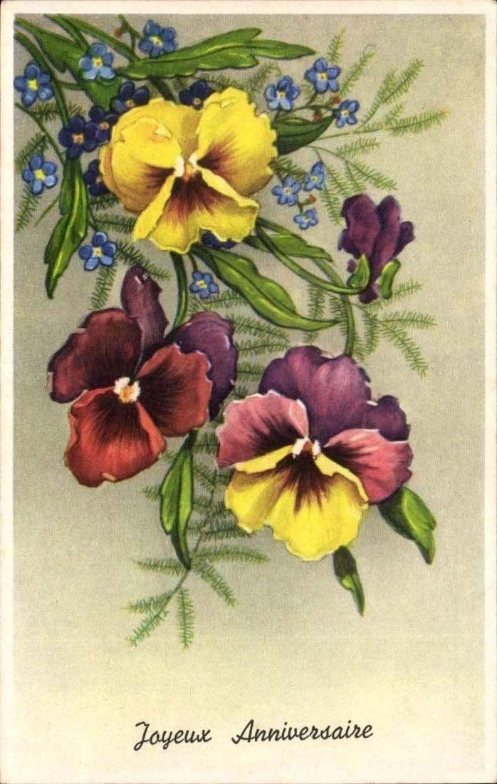 CPA Happy Fantasy birthday Flowers