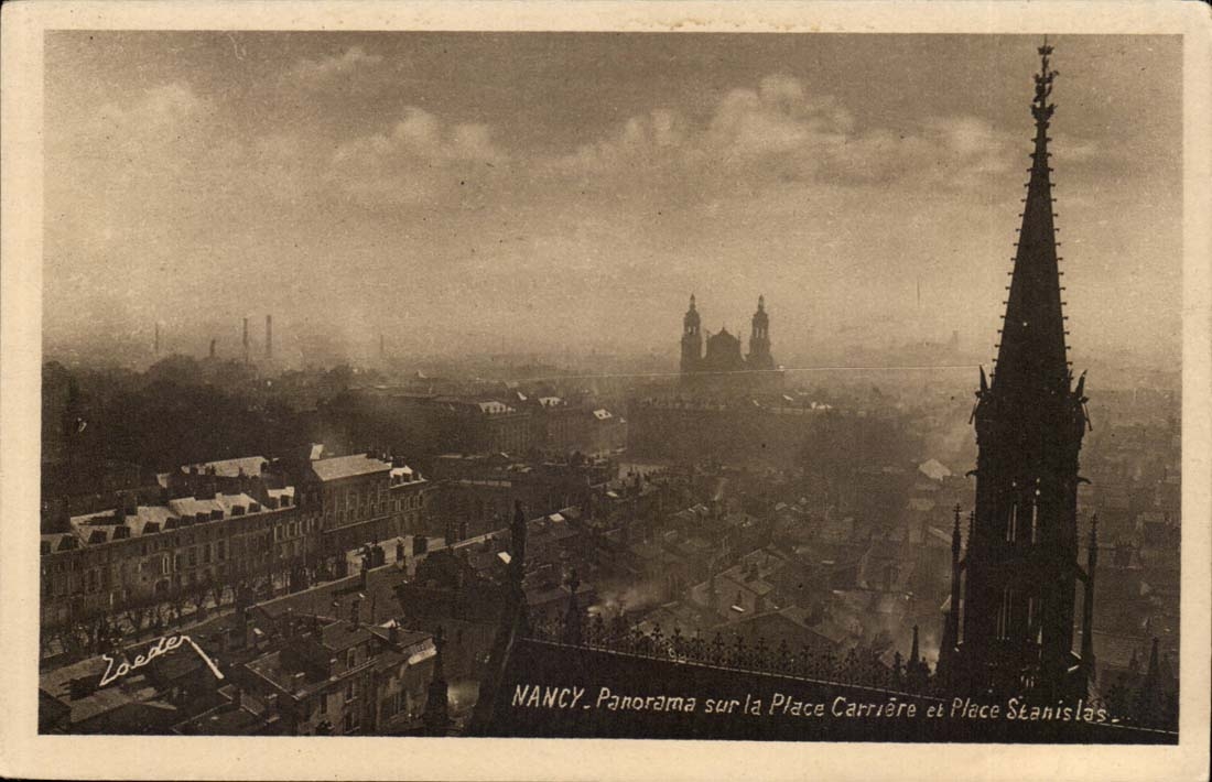 Nancy CPA Panorama sur la place Carriere et Place Stanislas