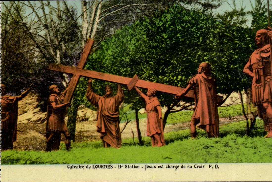 Martyrdom of Lourdes CPA 2nd Jesus station is load of his cross