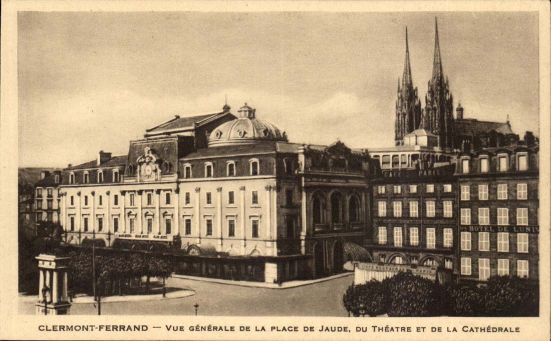 Clermont Ferrand CPA View of the place of Jaude of the theater and the cathedral