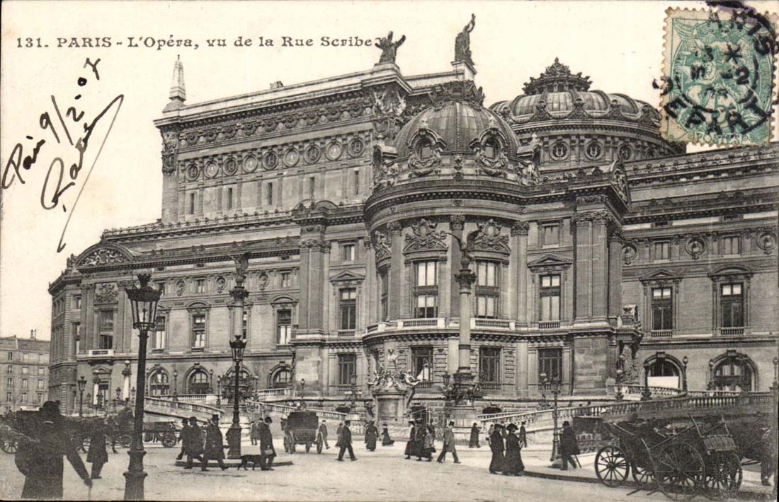 Paris CPA L'opera vu de la rue Scribe