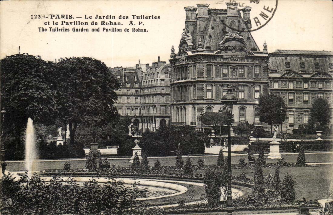 Paris CPA Jardin des Tuileries et le pavillon de Rohan