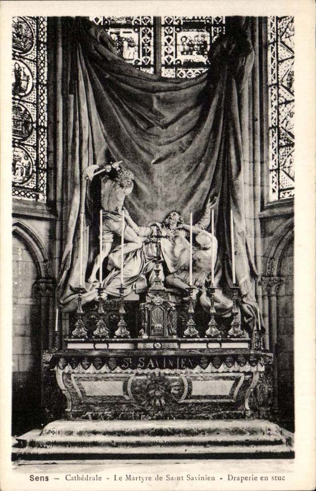 Sens CPA Cathedral the martyrdom of Saint Savinien Drapery in stucco