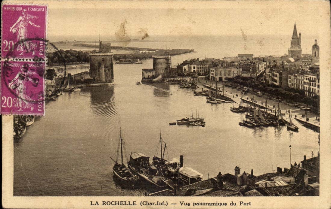 Panoramische Ansicht La Rochelle-CPA des Hafens