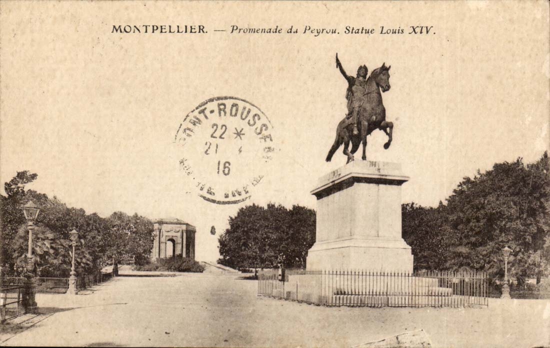 Montpellier CPA Promenade de Peyrou Statue Louis XIV