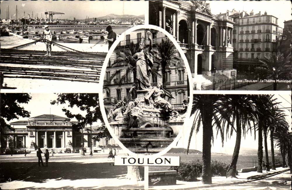 Toulon MODERN CARD Place of Freedom the port the theater law courts Frederic Mistral