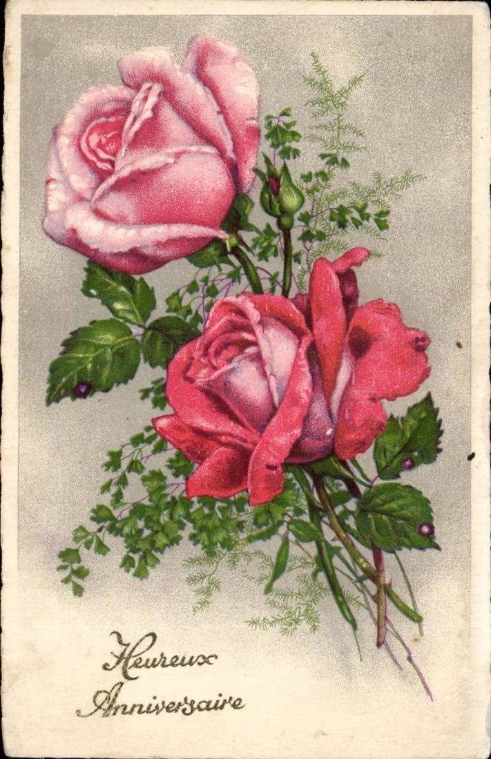 CPA Happy Fantasy birthday Flowers