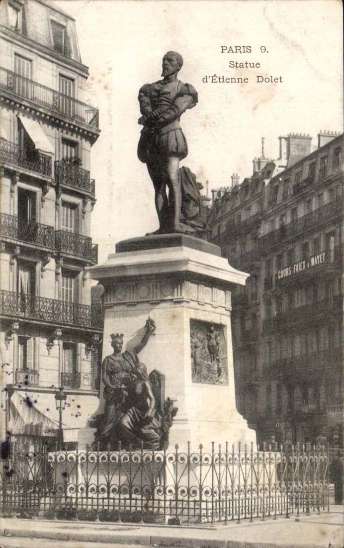 Statue Paris-CPA von Etienne Dolet