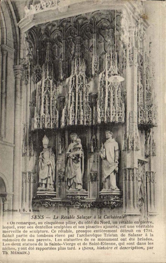 Sens CPA the Salazar retable with the cathedral