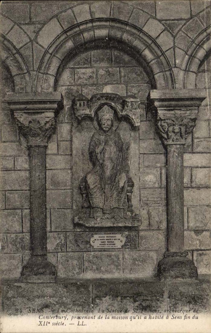 Sens CPA the cathedral Statue of St Thomas archbishop of CAnterbury